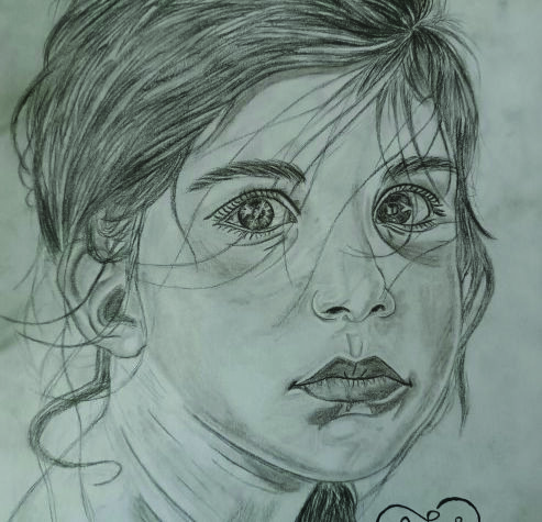 Dessin au crayon d'une enfant